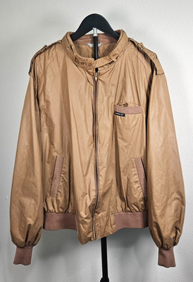 Vintage Members Only Jacket Mens 2XL Tan Bomber Jacket Full Zip Lightweight USA