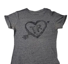 True Religion Graphic Tee ShirtHeart Arrow Short Sleeve XS Cotton Grey Black