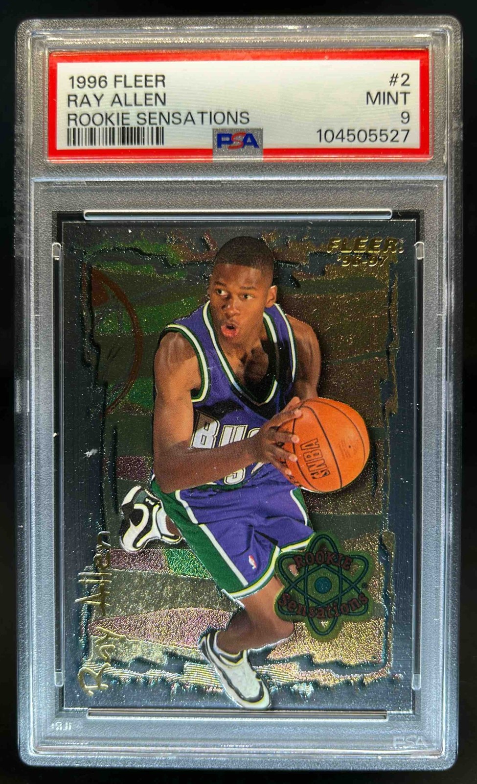 1996-97 Fleer Ray Allen Rookie Sensations RC #2 Bucks PSA 9