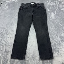 Warp + Weft Jeans Mens Sz 33x30 Black ORD Chicago Straight Dark Wash Denim