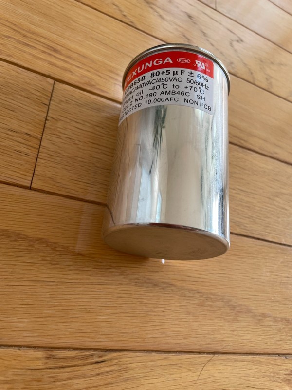80/5 MFD +6% 370 VAC/ 440VAC/450 volts Round 50/60 Hz CBB65B  Vexunga Capacitor