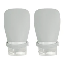 2 Pcs 2 oz Silicone Squeeze Bottle, Refillable Travel Bottles, Gray