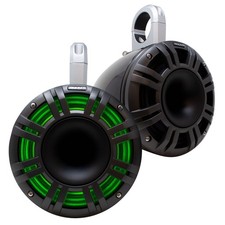 Kicker KMXL Tower Speaker Bundle - 8" Marine Wake Tower Pods, Black, RGB LEDs