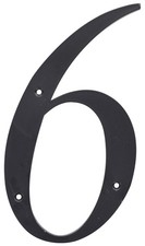 847380 6 Inch Nail On Plastic Black House Number 6 Address Sign Door Plaque