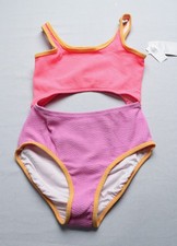 Old Navy Girl's Jacquard Cutout One-Piece Swimsuit CN6 Miami Pink Size XL NWT