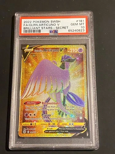 Galarian Articuno V (Secret) Secret Rare SWSH09: Brilliant Stars 181/172 PSA 10