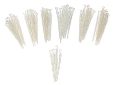 Vintage Plastic Icicles Lot 65 Christmas Ornament 5.5" Clear