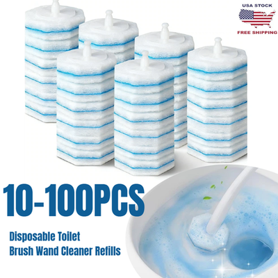 #ad 100pcs Disposable toilet Wand Refills for toilet Wand 5X Cleaning Power Scrubber $68.59