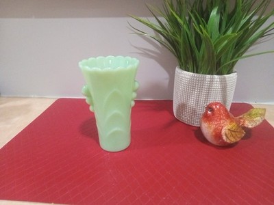 Vintage Jadeite Anchor Hocking Fire King Art Deco Small Bud Vase  Green