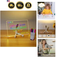 Acrylic Dry Erase Board with Light LED Memo Whiteboard for Kids Office Home
