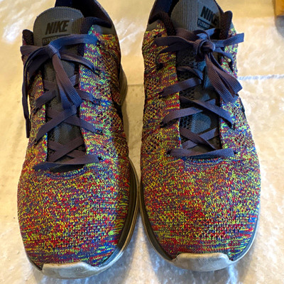 Nike Flyknit Lunar1+ Dark Grey Multicolor Low Top Lace-Up Sneakers Men's