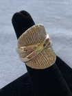 925 Sterling Silver Gold Vermeil Criss Cross Ring Size 5 Vintage Estate Jewelry