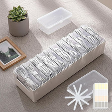 11 Case Cable Storage Box with Cable Straps and Label Stickers, Cord Organizer f