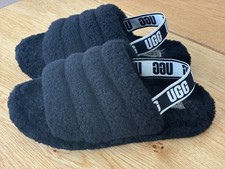 Ugg Fluff Yeah Slippers Black Girl s Size 4
