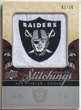 KEN STABLER 2008 UD PREMIER RAIDERS PATCH LOGO HOF # 1 /30 