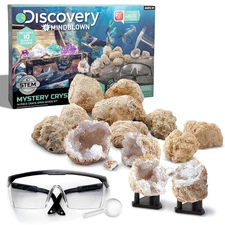 ™ Mystery Crystal Geode Kit – Crack Open 10 Real Quartz Geodes| Includes Goggles