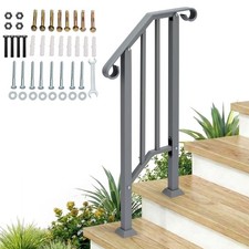 Wrought Iron Handrail Picket Stair Rail for 1-2 Step Handrail Outdoor Stairs UK