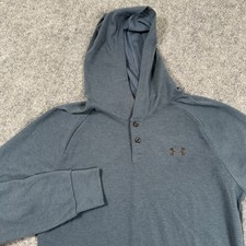 Under Armour Hoodie Small Blue Pullover Long Sleeve 2 Button Heathered Men's