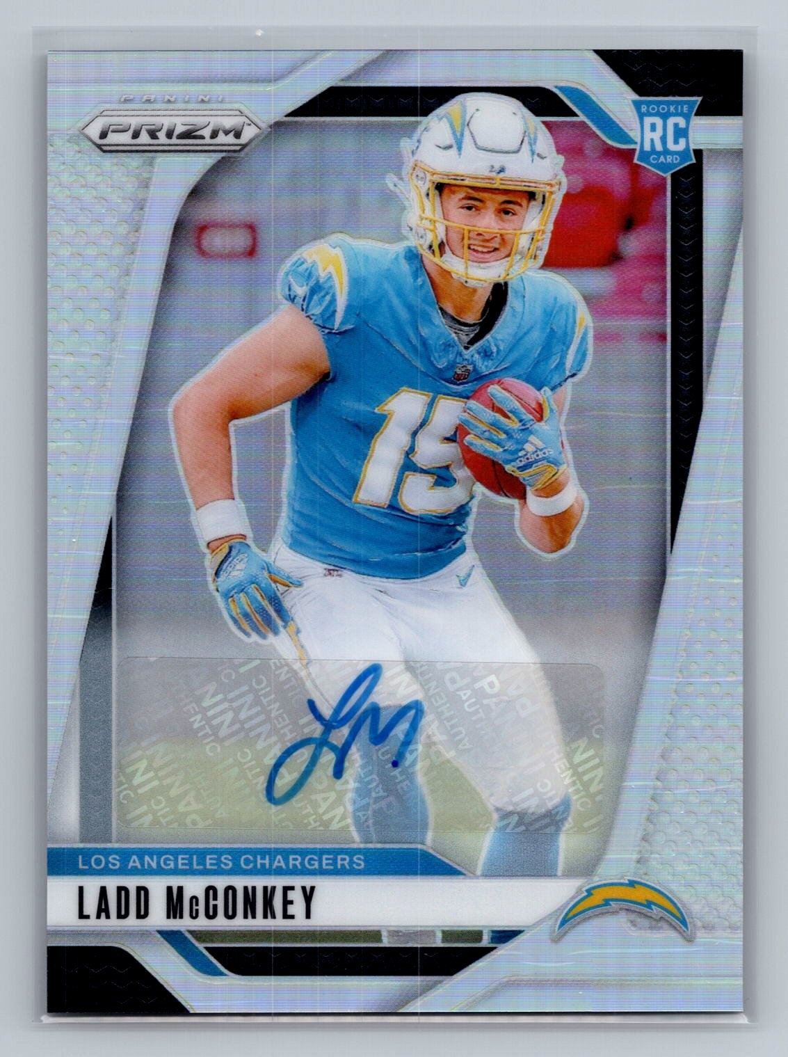 Ladd McConkey 2024 Panini Prizm #365 Rookie Autographs Silver Prizm Chargers RC