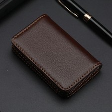 PU Leather Business Card Holder Professional Pocket Wallet w/ Magnetic Closure