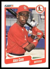 1990 Fleer #244 Alex Cole St. Louis Cardinals Rookie Baseball Card. rookie card picture