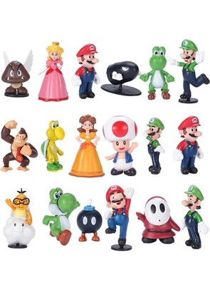 18 pcs/Set Mario Figures Toy - Mario & Luigi Figurines Yoshi Action Figures 2 in