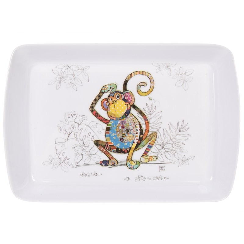Monty Monkey Serving Tray Small Melamine Food Platter Rectangle Breakfast Tray