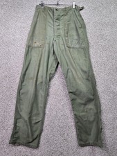 Vintage Military HBT Utility Pants Mens 27X31 Olive Green Button Fly Workwear