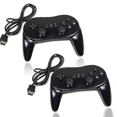 Lot Of 2 Classic Controller Pro For Game Remote Black For Wii Brand New