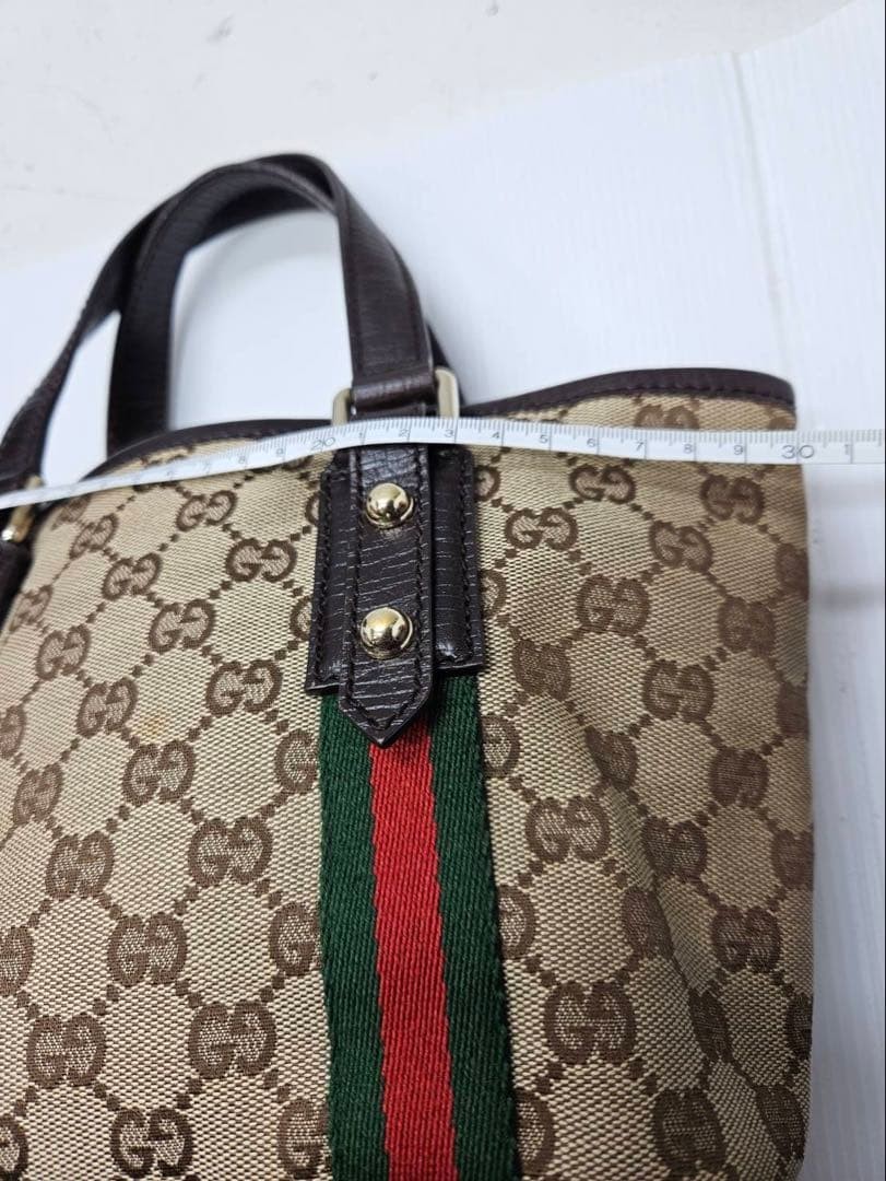 GUCCI Vintage GG Canvas Sherry Line Tote Bag Leather Trim Excellent Condition thumbnail 15