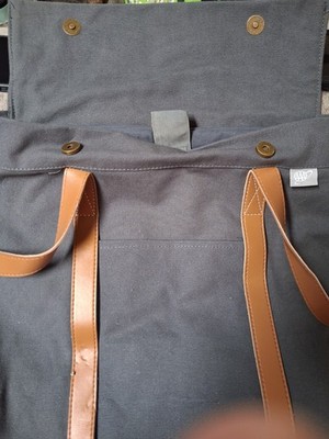 Gray Solid Backpack Brown Faux Leather Shoulder Straps Buckle Inner Pockets