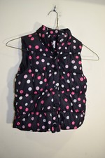 2012 Gymboree Puffer Insulated Winter Vest Black Polka Dots Pink GIRLS M 7 8