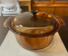 Vtg Large Vision Corning Ware Pyrex Amber 5L Dutch Oven Stock Pot