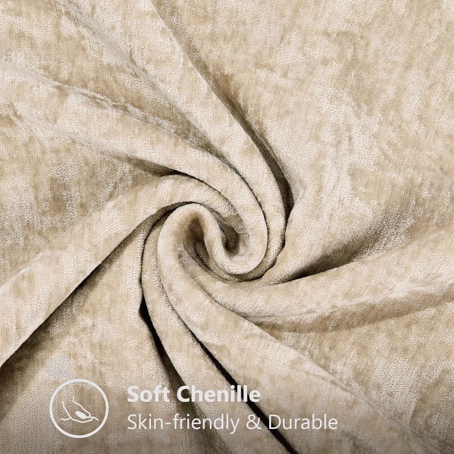 decorUhome Chenille Soft Throw Pillow Covers 18x18 Set of 2, Farmhouse Velvet