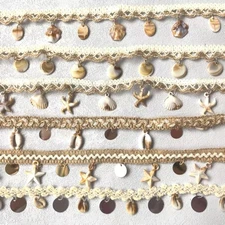 5 Yards Sequin Tassel Edging Trim Fringe Ribbon Ethnic Natural Shell Shape Boho