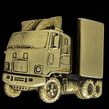 Semi Truck Cab Trucks Trucking Trucker Driver Brass 70s Vintage Belt Buckle