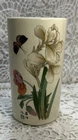 Vintage McCoy USA 677 Cylinder Ceramic Vase Floral Branch, Irises, red poppies