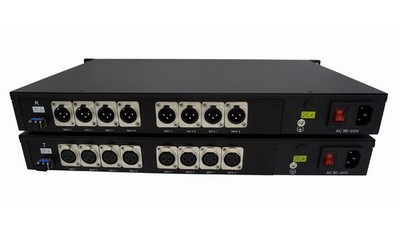 8 Ch 1 Way Line-Level Balanced XLR Audio over Optic Fiber to 20 Km, 16 bit/24bit