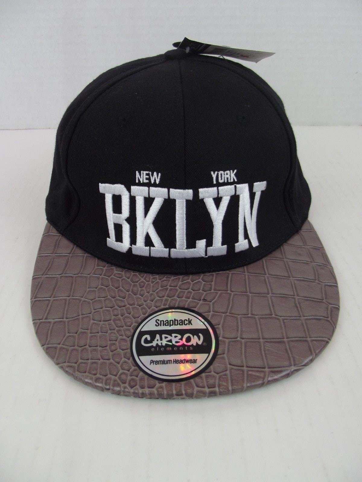 Carbon Elements New York BKLYN Faux Alligator Baseball Cap Hat Flat Snapback NWT
