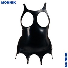 Latex Corset 4 suspenders Corset with straps and cups breast-free Fetish BDSM