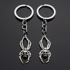 2x PCS - Skull Face Spider Scary Halloween Silver Charm Keychain Key Chain Gift