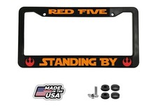 Red Five Standing By Star Wars Fans Glossy Black License Plate Frame
