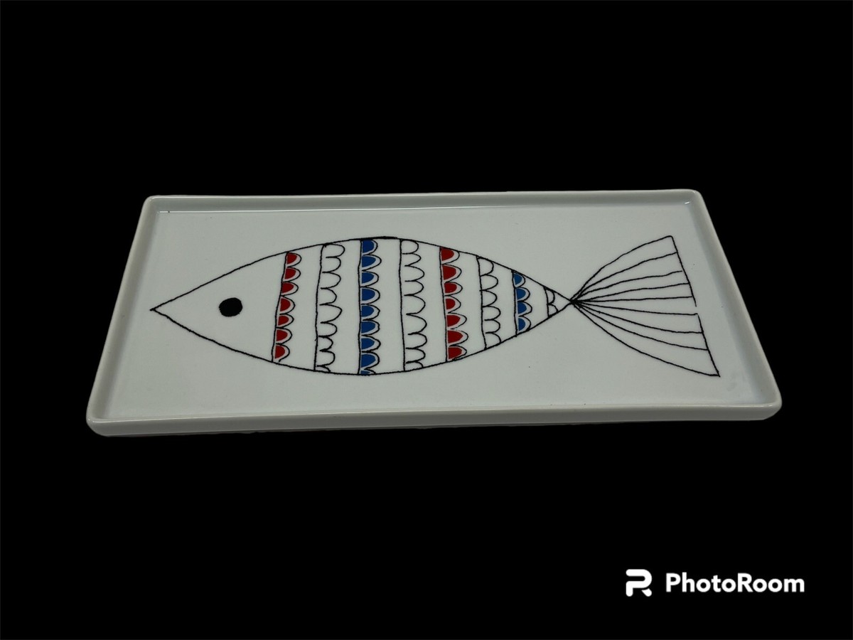 West Elm Fish Design Ceramic Serving Tray Platter Plate +INSURED+