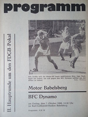 Programm FDGB Pokal 1988/89 Motor Babelsberg - BFC Dynamo