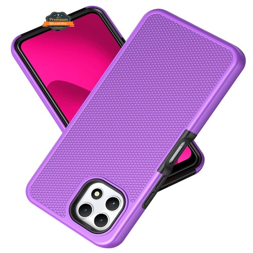 For Revvl 7 5G (T-Mobile) Dual Layer Slim Hybrid with Textured Rugged Case Cover - Picture 6 of 49