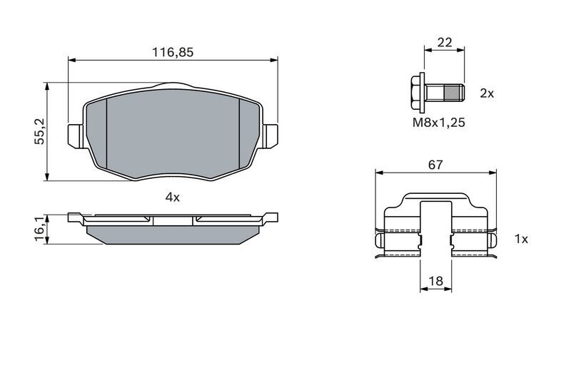 Bosch Kit Freni Anteriori Adatti a Lancia Ypsilon (843) 1.2 - Dischi + Pastiglie - Miniatura 6