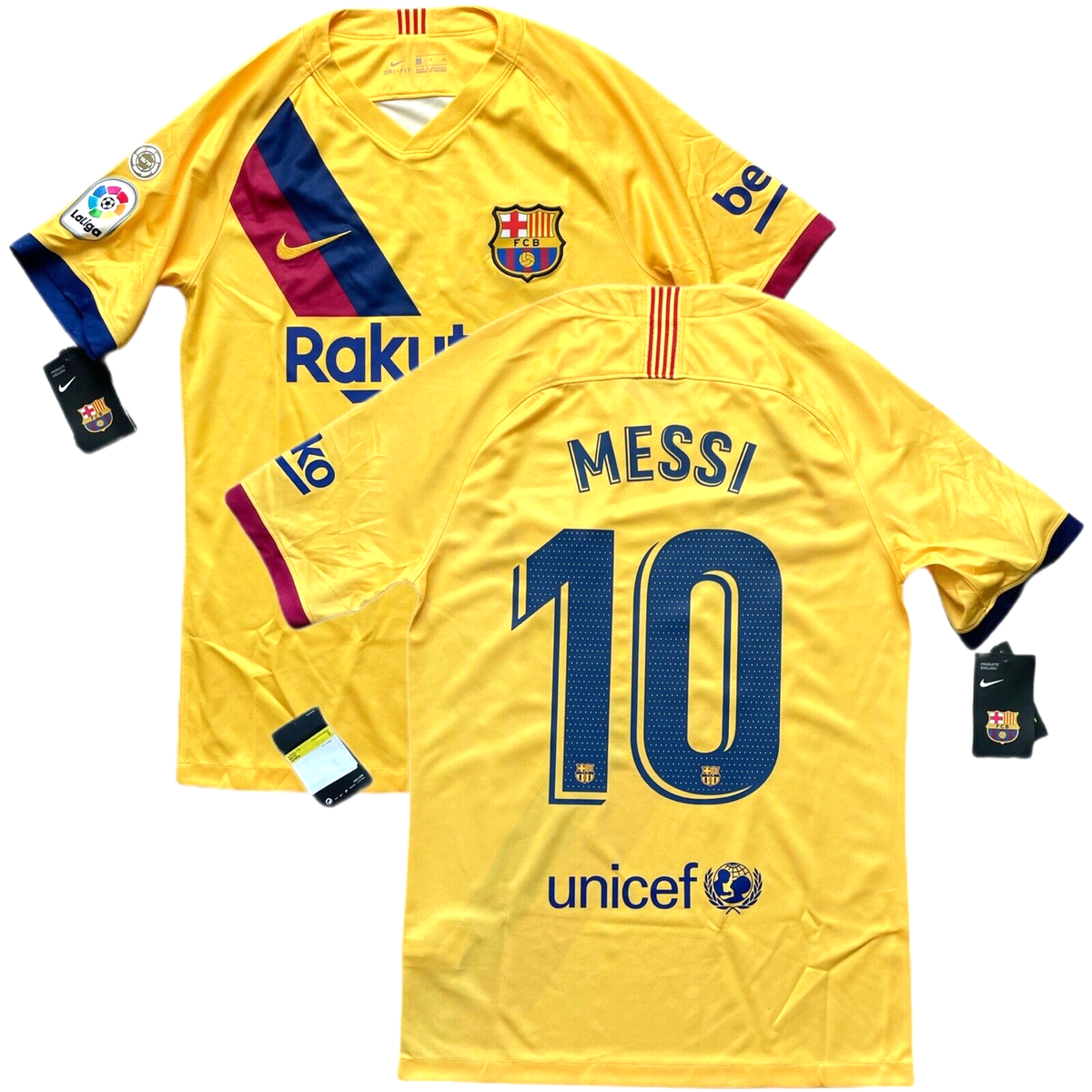 Fc Barcelona Away Kit Messi Yellow Shirt 2019/20 Barcelona Away