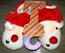 TODDLER BOYS CHRISTMAS SLIPPERS SANTA size 11 hard sole bottoms nice 