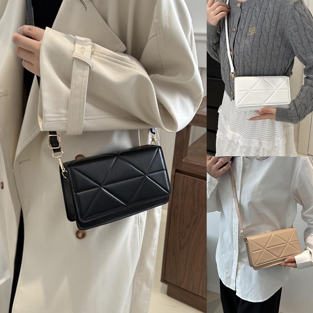 Womens Fashion Shoulder Bag Solid Color Square Bag Temperament Crossbody Bag