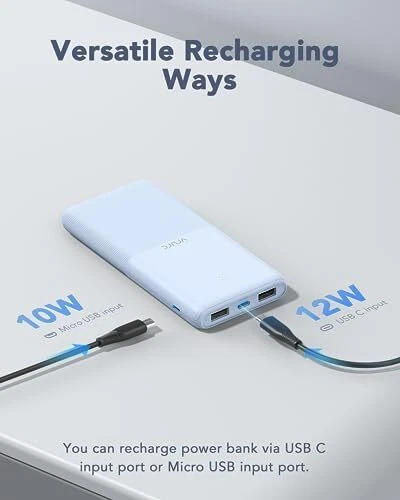 2-Pack 10000mAh Portable Power Bank in Blue and Pink for Phones